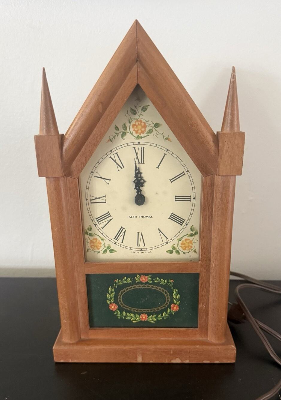 Vintage Seth Thomas Sharon Echo Model E 024-000 Electric 11" Steeple Clock WORKS